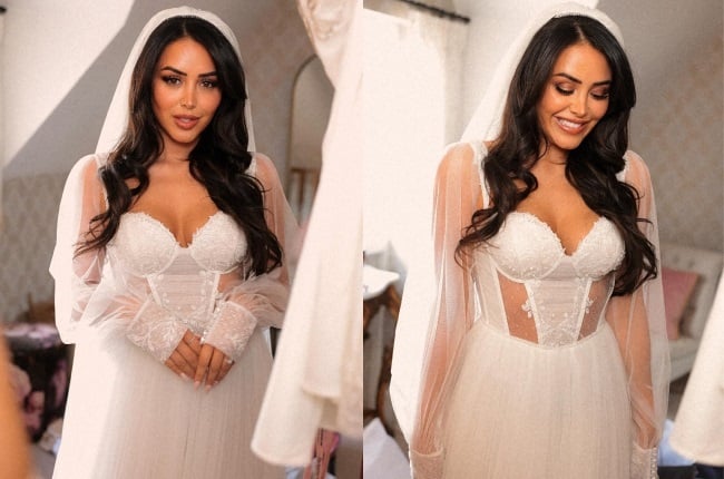 Marnie Simpson on her wedding day. Image via (marns)/Instagram. Collage by Futhi Masilela