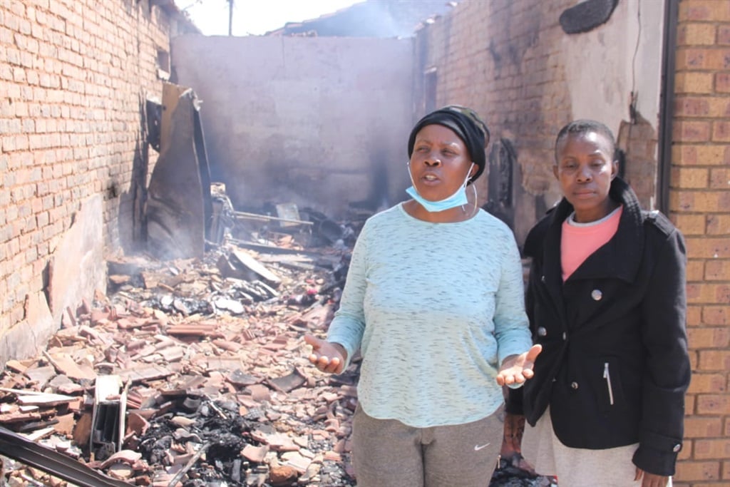 Sisters Kedibone and Thabo Mashego said the fire came from nowhere. Photo by Phineas Khoza