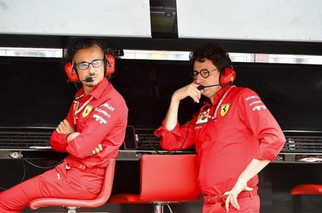 Ferrari team boss, Mattia Binotto (right) (rosf1design / Instagram)
