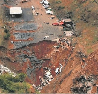 Scenes of the collapsed area at Lily Mine in Barberton showing the extent of the damage and the rescue operations that were effected.Picture: Vantage 
