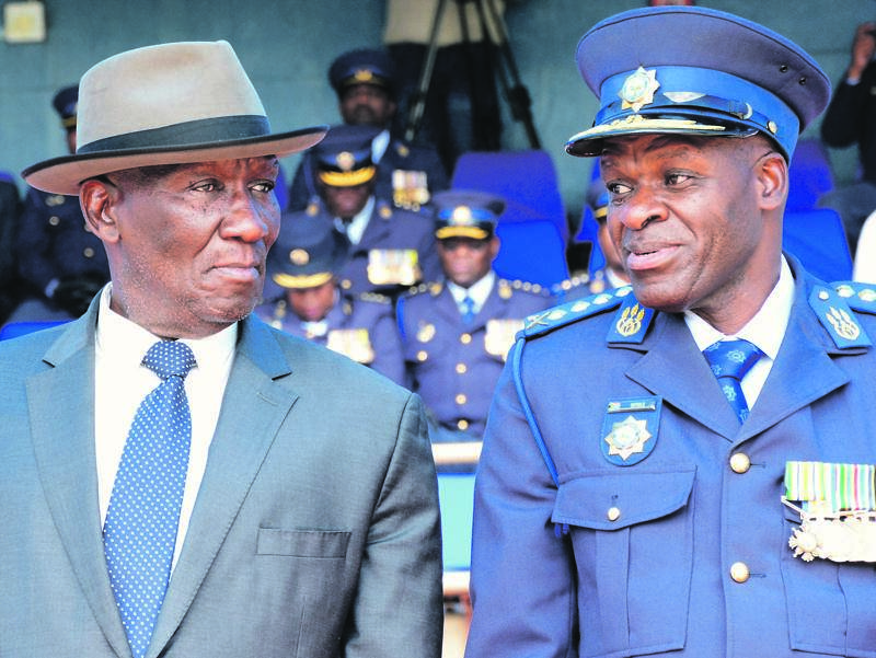 TENSE RELATIONSHIP Minister of Police Bheki Cele and national police commissioner Khehla Sitole are said to be at loggerheads, with Cele alleged to be undermining Sitole’s authority. Picture: Morapedi Mashashe