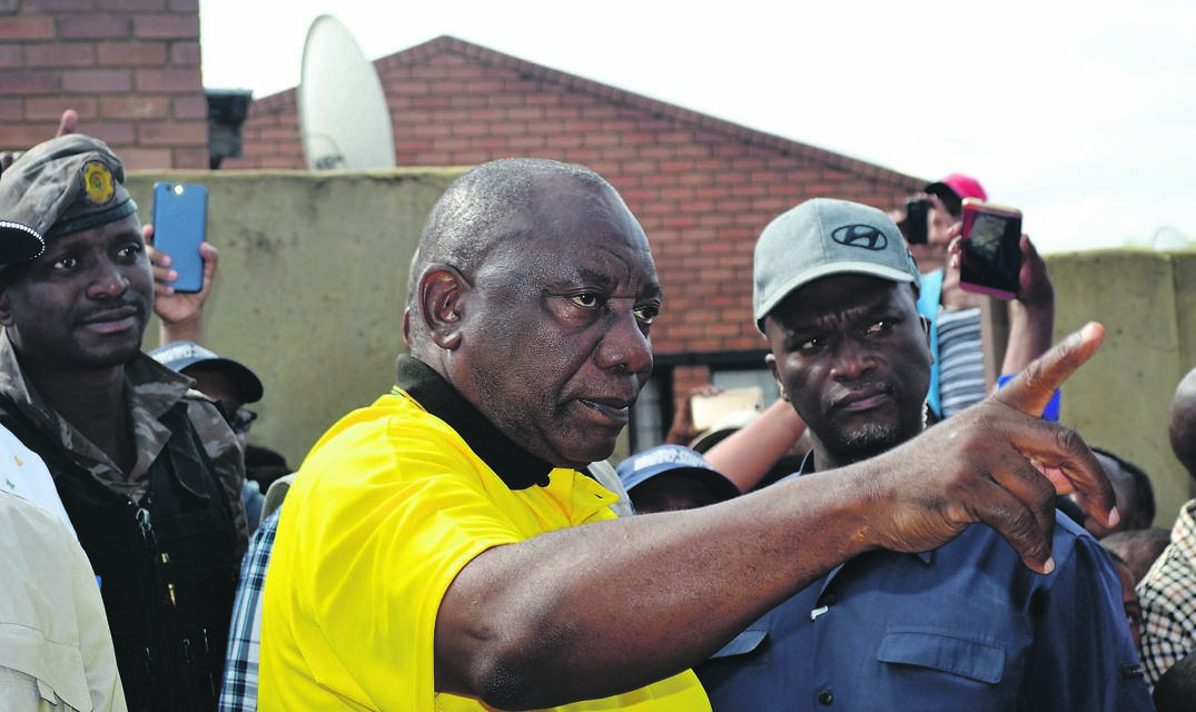 UNDER PRESSURE President Cyril Ramaphosa on the campaign trail, where he heard first-hand about people’s anger with the ANC’s candidate list. Picture: Palesa Dlamini