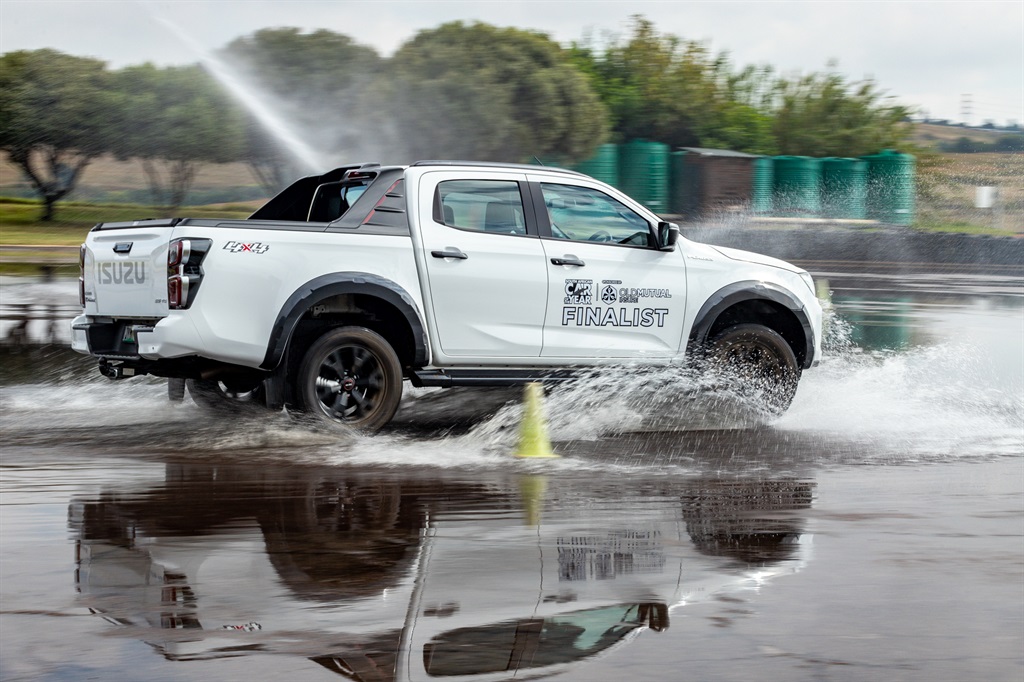 The Ford Ranger being tested on the skidpan.
