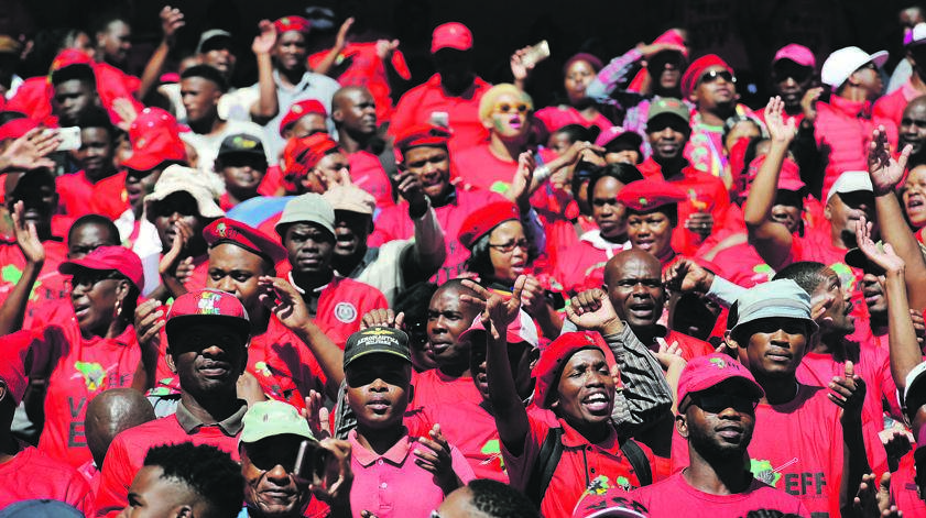 EFF supporters at the party’s Tshela Thupa rally in Orlando Stadium in Soweto. Picture: Tebogo Letsie/City Press