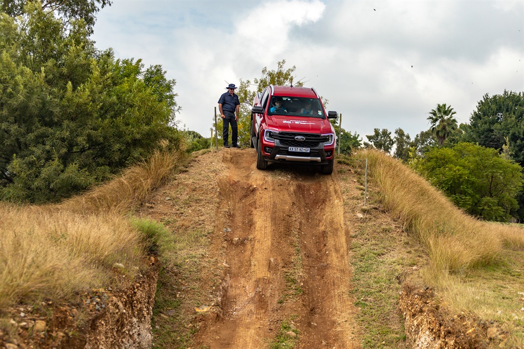 The Ford Ranger being tested on the off-road track