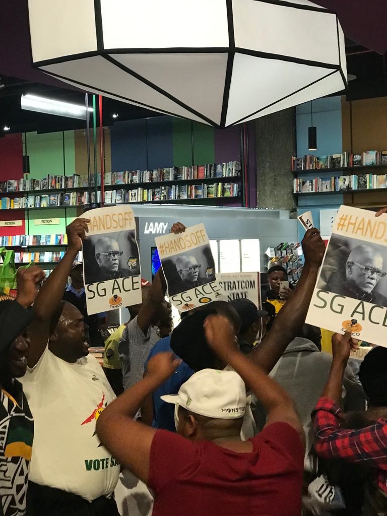 Ace Magashule uber alles. Supporters of the ANC's secretary general disrupting the launch of Pieter-Louis Myburgh's book 'Gangster State'.