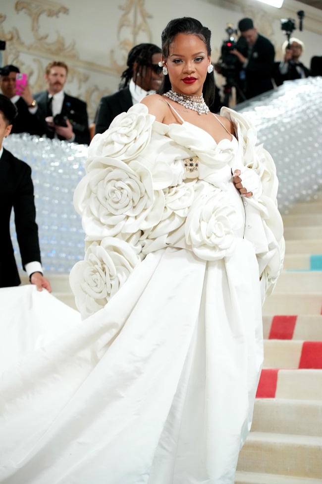Rihanna in Valentino at the 2023 Met Gala.