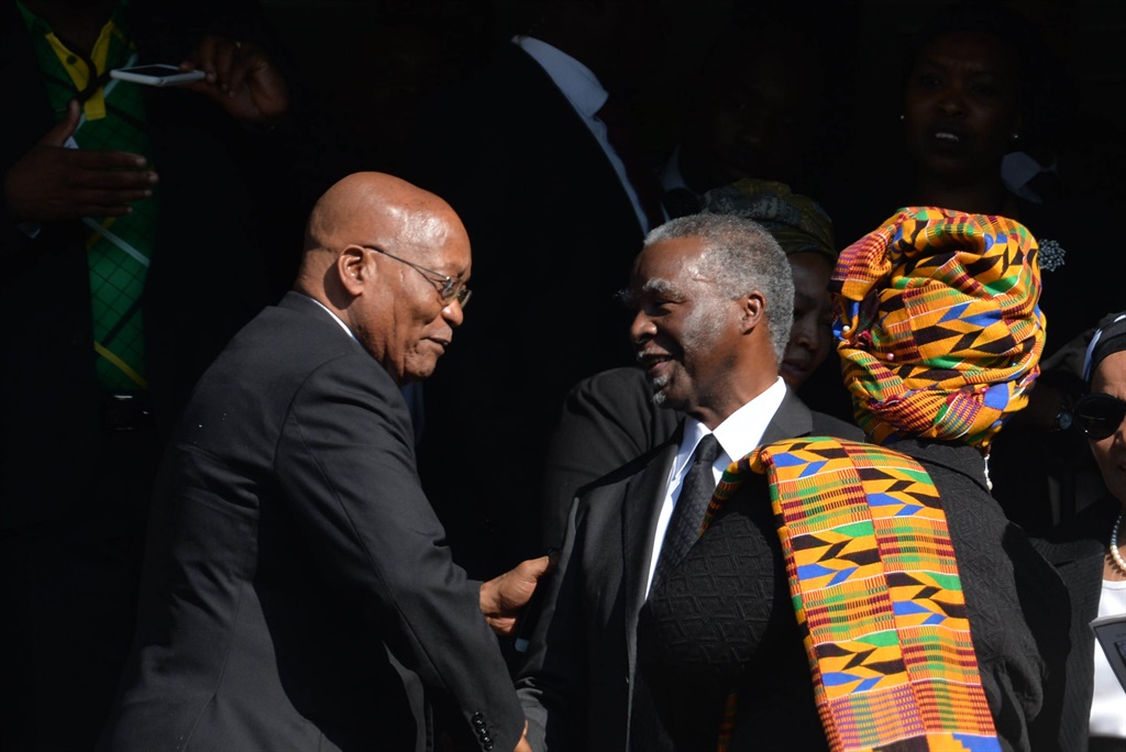 Former presidents Jacob Zuma and Thabo Mbeki during the funeral service of struggle icon Winnie Madikizela-Mandela on April 14. Picture: Gallo Images / Frennie Shivambu