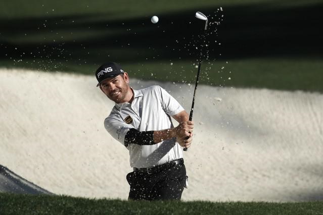 Louis Oosthuizen of South Africa hits out of the sand trap to the 10th green during the final day of practice for the 2019 Masters golf tournament at the Augusta National Golf Club in Augusta, America. Picture: Mike Segar/Reuters