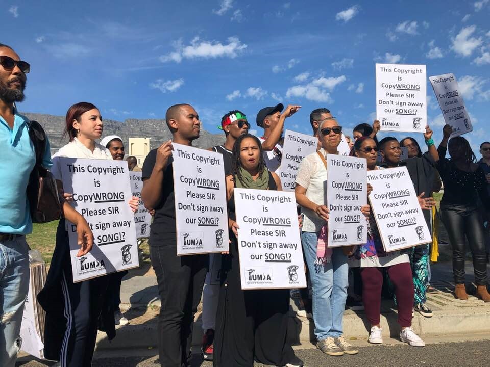 Members of The Trade Union for Musicians of South Africa (Tumsa) march against the Copyright Amendment Bill in April in Cape Town. (Photo: Supplied)