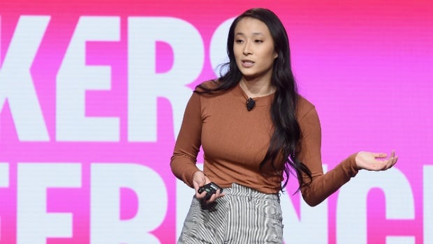 Founder & Executive Director, PERIOD.org Nadya Okamoto speaks onstage during The 2019 MAKERS Conference.