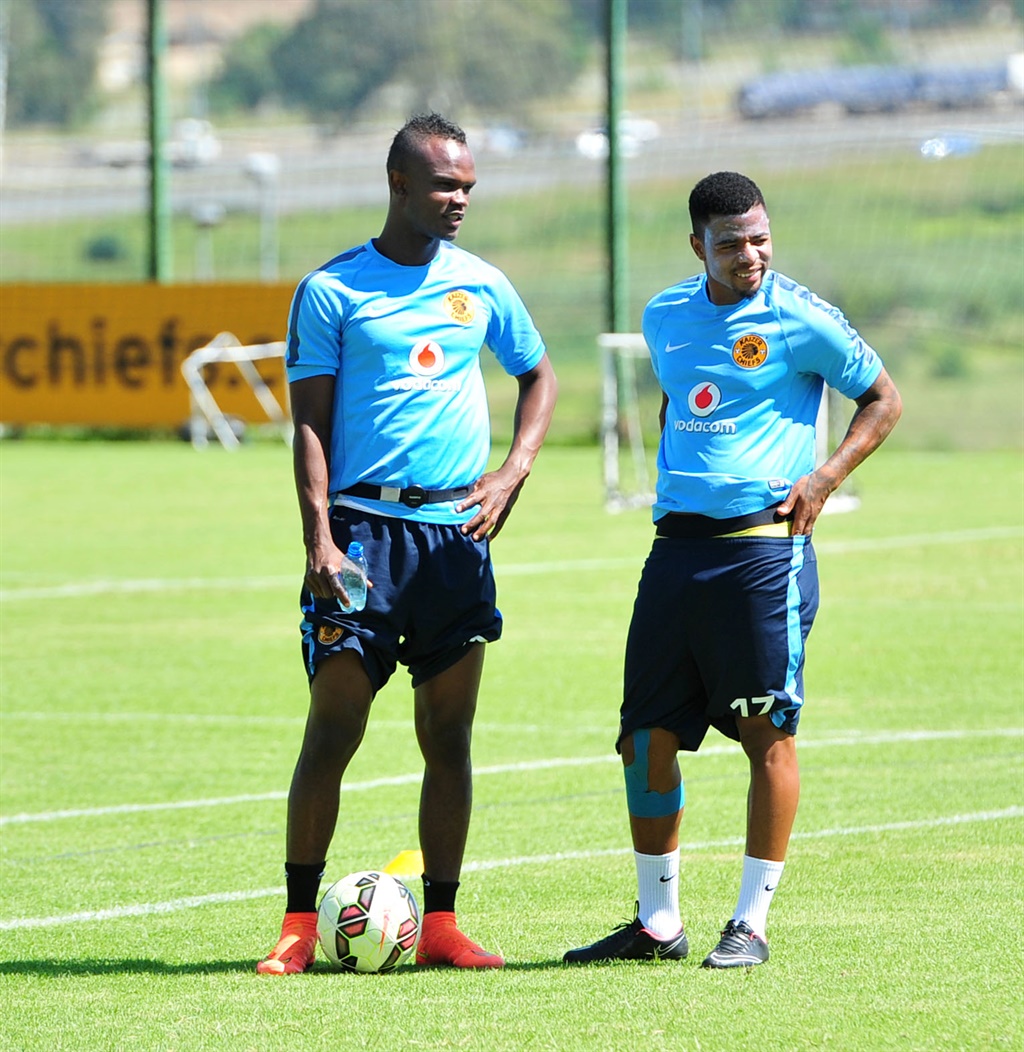 George Lebese with Siboniso Gaxa of Kaizer Chiefs  during the Absa Premiership 2014/15  Kaizer Chiefs Training Session at the Chiefs Village, Johannesburg on the 04 February 2015  Â©Muzi Ntombela/BackpagePix