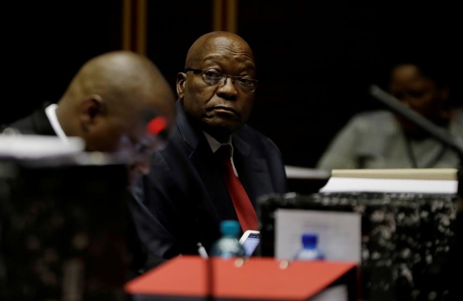 Former South African President Jacob Zuma sits in court, facing charges that include fraud, corruption and racketeering in Pietermaritzburg, on Monday (May 20 2019). Picture: Themba Hadebe/Reuters