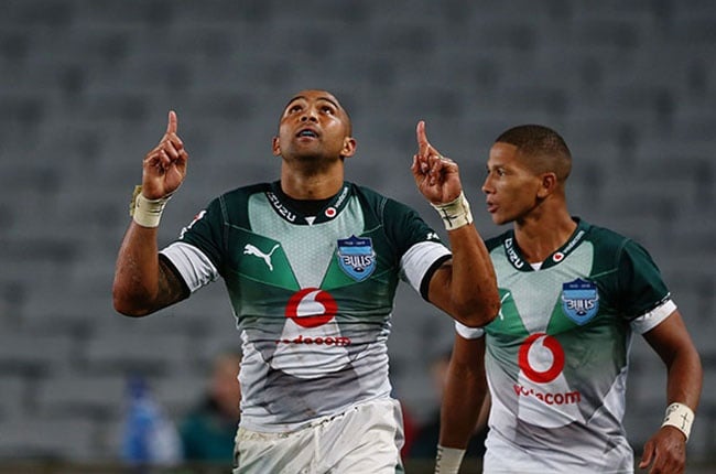 Cornal Hendricks of the Bulls celebrates after scoring a try during the Super Rugby match against the Blues at Eden Park on 31 May 2019 in Auckland (Photo by Anthony Au-Yeung/Getty Images)