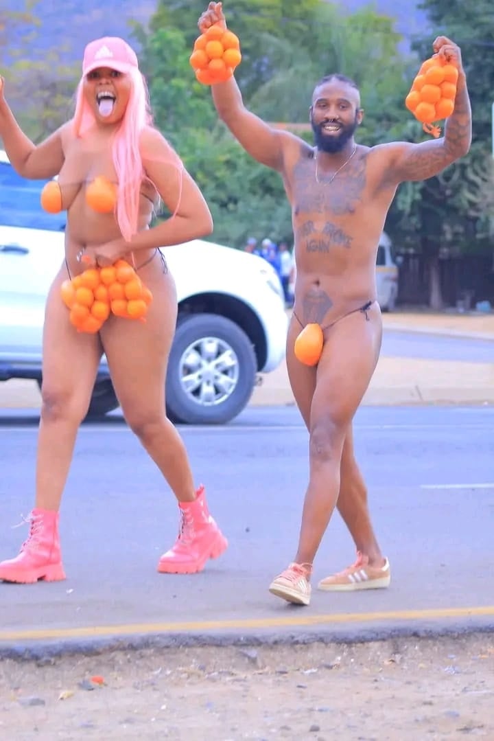 Queen Minaj and King Minajos sold naartjies half-naked in the streets on a cold Monday.