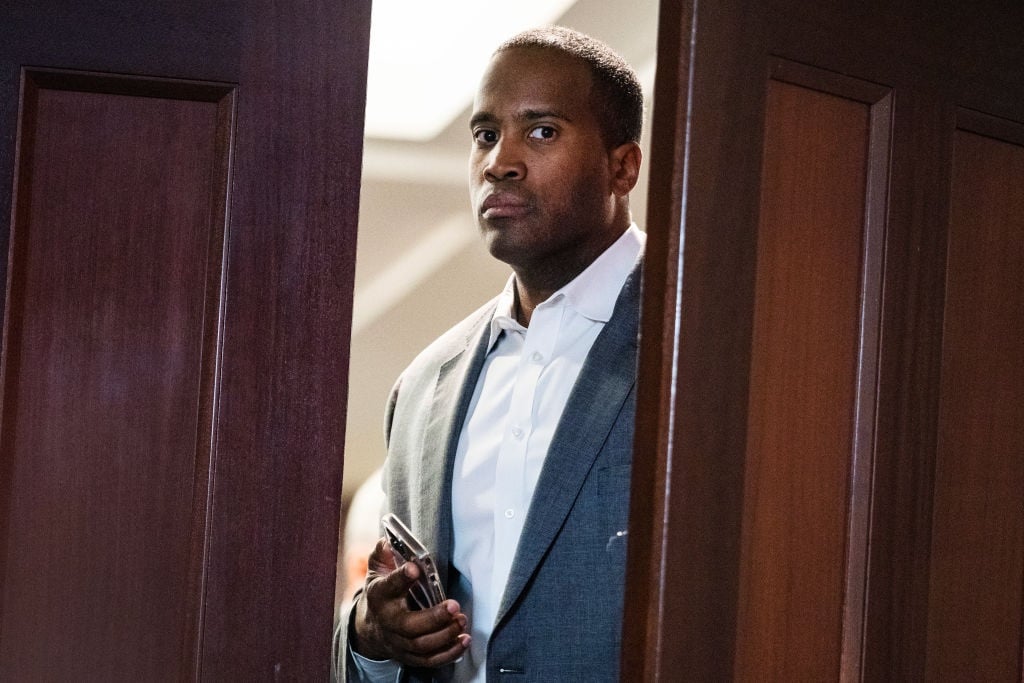 Republican Representative for Michigan John James seen after a House Republican Conference election in the US Capitol on 8 November 2023. (Tom Williams/CQ-Roll Call, Inc via Getty Images)