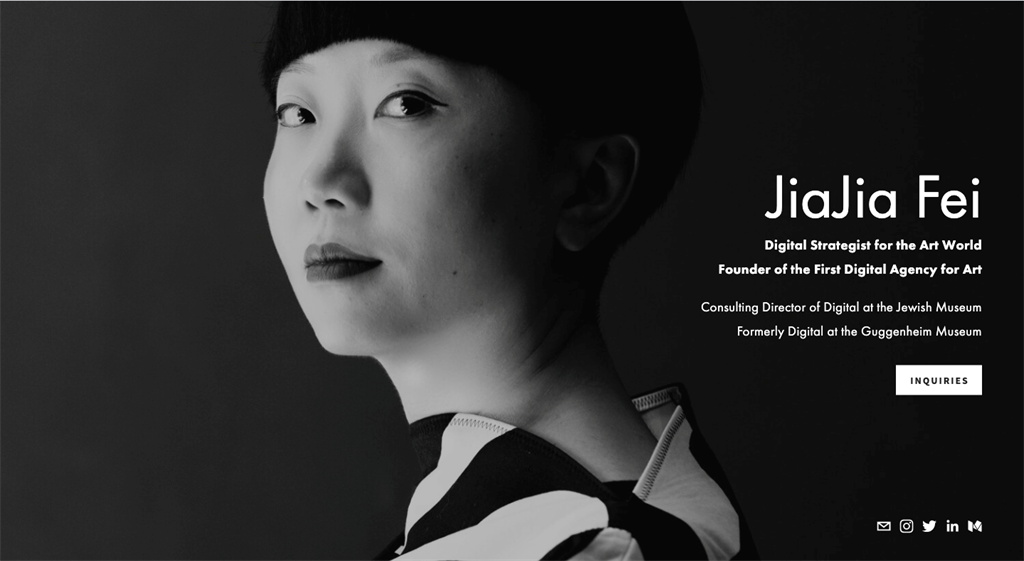A screengrab of Jiajia Fei's Website