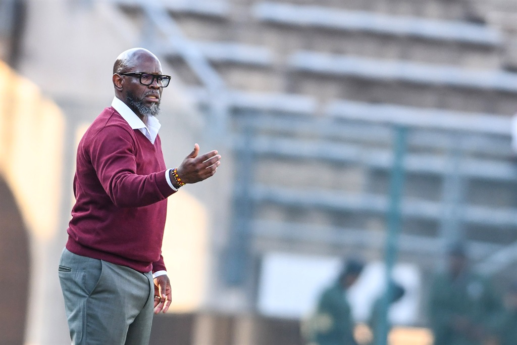 PRETORIA, SOUTH AFRICA - AUGUST 12:  Steve Komphela during the MTN8, Quarter Final match between Mamelodi Sundowns and Moroka Swallows at Lucas Masterpieces Moripe Stadium on August 12, 2023 in Pretoria, South Africa. (Photo by Lefty Shivambu/Gallo Images)