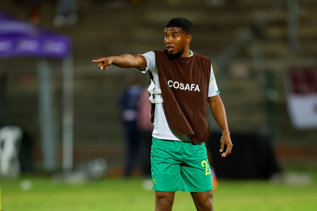 DURBAN, SOUTH AFRICA - JULY 11: Lyle Lakay of South Africa warms up during the 2023 COSAFA Cup match between South Africa and Eswatini at Princess Magogo Stadium on July 11, 2023 in Durban, South Africa. (Photo by Rogan Ward/Gallo Images)