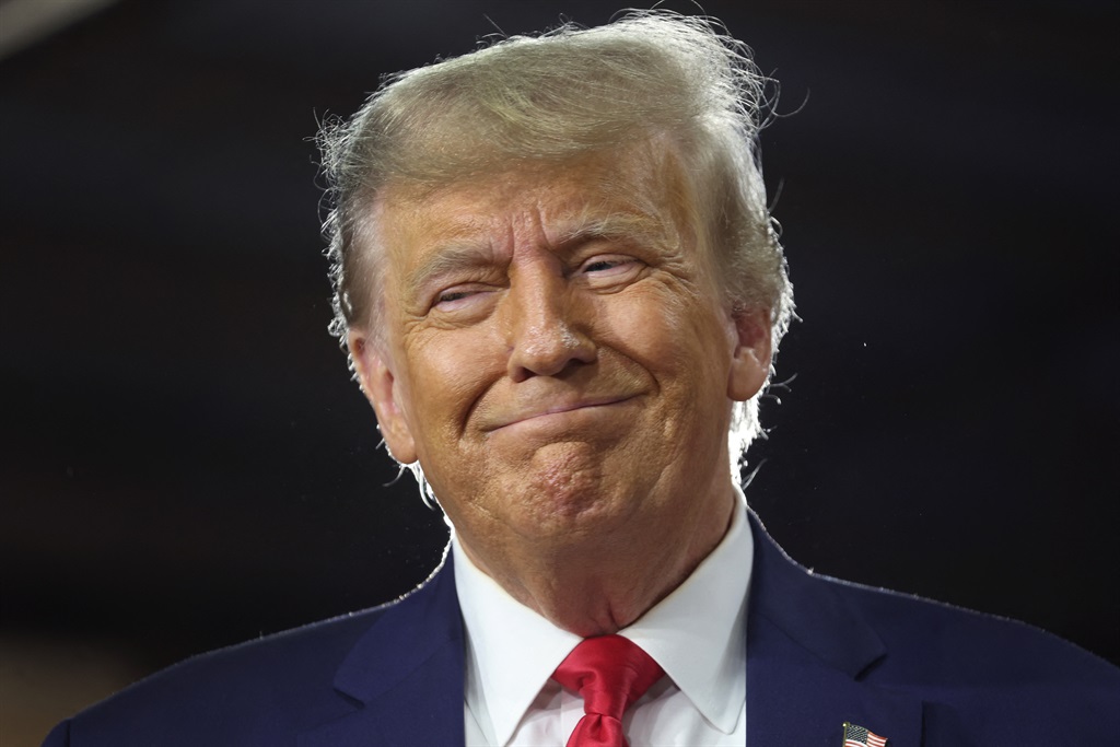 Republican presidential candidate former President Donald Trump arrives for a campaign event at the Dallas County Fairgrounds on 16 October 2023 in Adel, Iowa. 