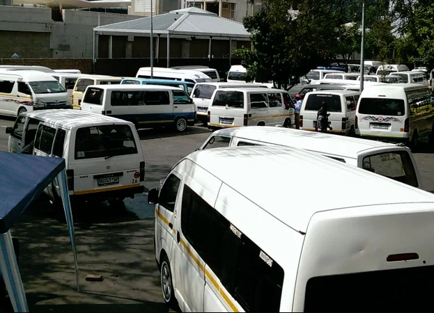 Minibus taxis parked at a taxi rank