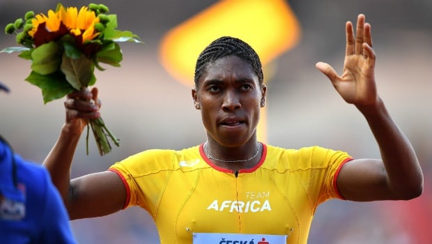 Caster Semenya celebrates her victory following the Womens 800 Metres during the IAAF Continental Cup 