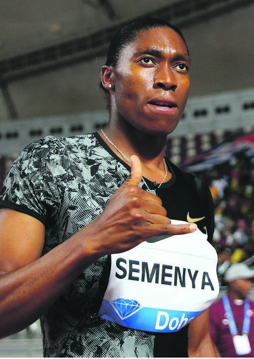 South African golden girls Caster Semenya celebrates winning the Women's 800 metres at the IAAF Diamond League event at the Khalifa International Stadium in Doha, Qatar on Friday. Picture: Francois Nel / Getty Images