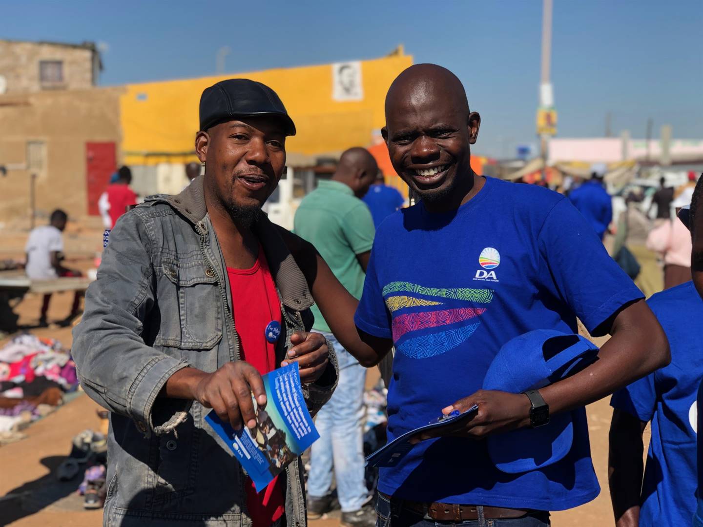DA member of the Gauteng Provincial Legislature Makashule Gana engaging a community member on the campaign trail in Ivory Park. Picture: Juniour Khumalo
