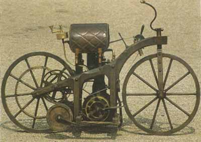 One of the first motorcycles may have looked like this - mostly wooden with some highly flammable elements. 
