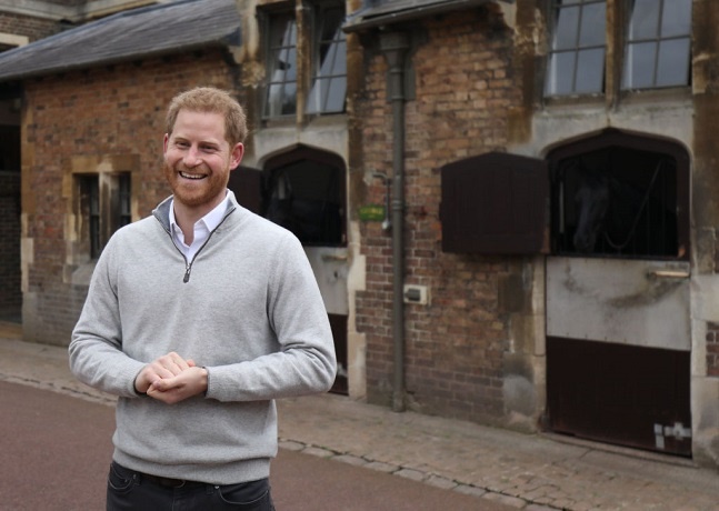 Prince Harry, Duke of Sussex speaks to the media at Windsor Castle following the birth of his son on May 06, 2019 in Windsor, United Kingdom. 