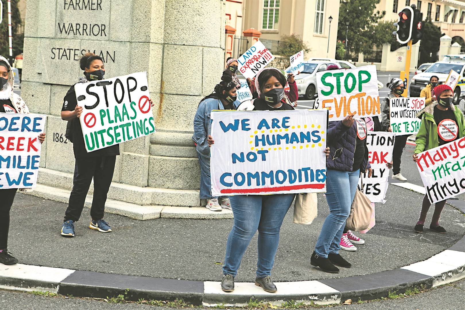 A group of women protest at Parliament against the evictions of farm workers in Cape Town. Photo: Jacques Stander/Gallo Images