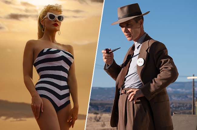 Margot Robbie in Barbie and and Cillian Murphy in Oppenheimer. 