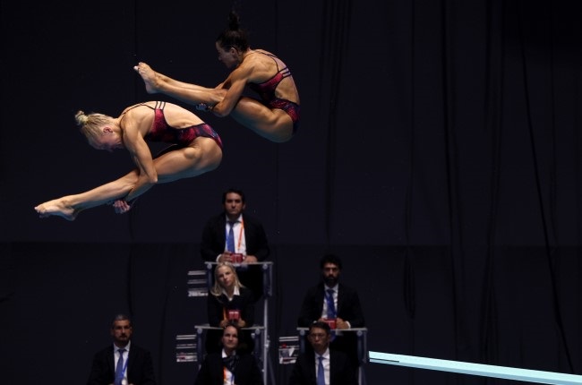 Women's synchronised diving at the World Aquatics Championships in Fukuoka, Japan. (Photo by Adam Pretty/Getty Images)
