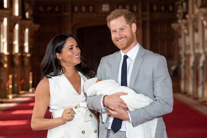 The Duke & Duchess Of Sussex Pose With Their Newborn Son. 