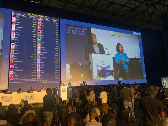 The IEC's Sy Mamabolo addressing the media at the IEC's results centre in Pretoria.