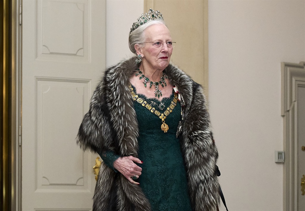 Queen Margrethe of Denmark attends a gala dinner at Christiansborg Palace on 6 November 2023 in Copenhagen, Denmark.