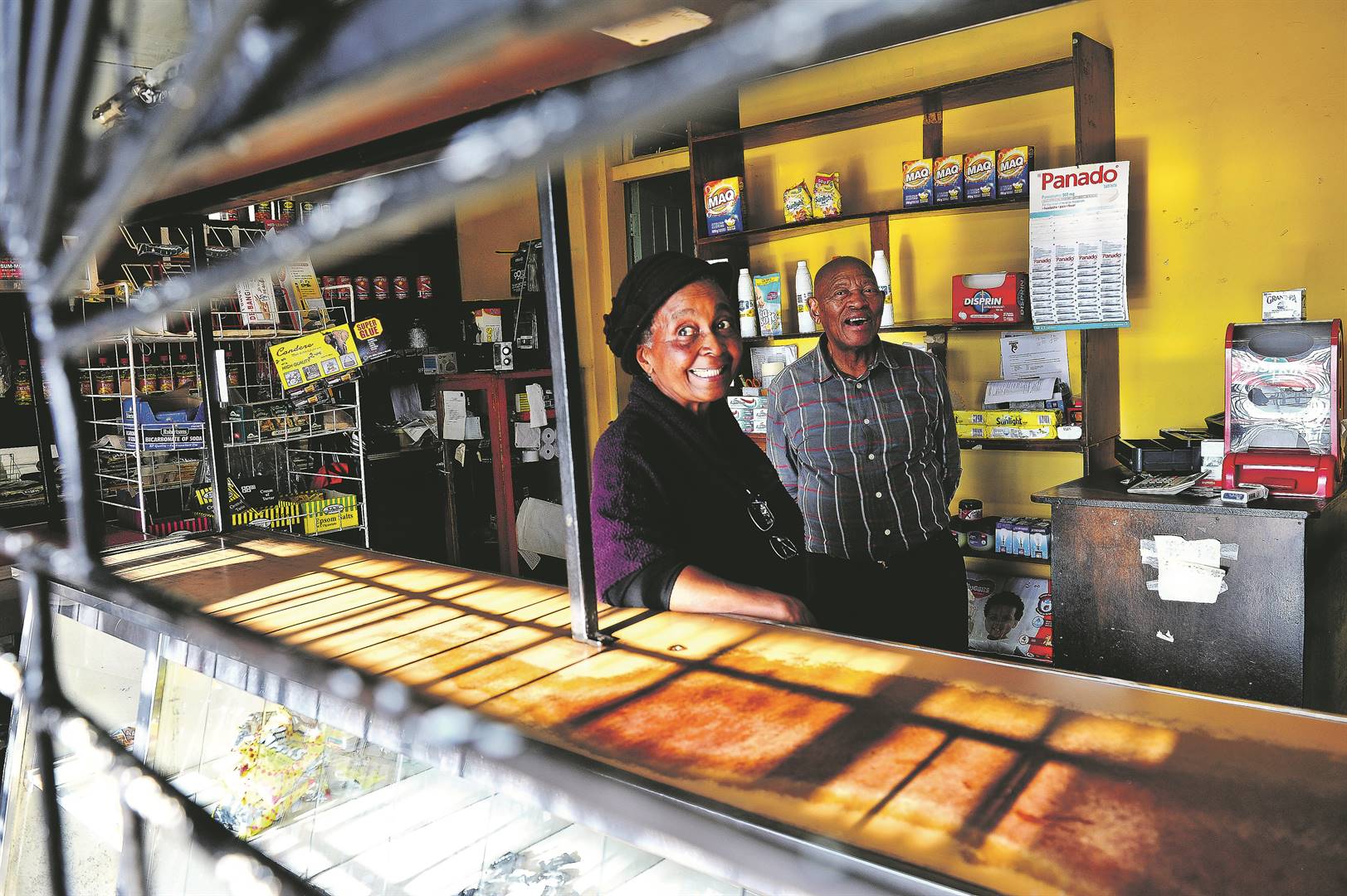 ON HARD TIMES Lindiwe and Joseph Dlamini are pictured in their supermarket, which they have been operating since 1986. The pair says their business is dying owing to foreign-owned and unregistered spaza shops. Picture: Cebile Ntuli
