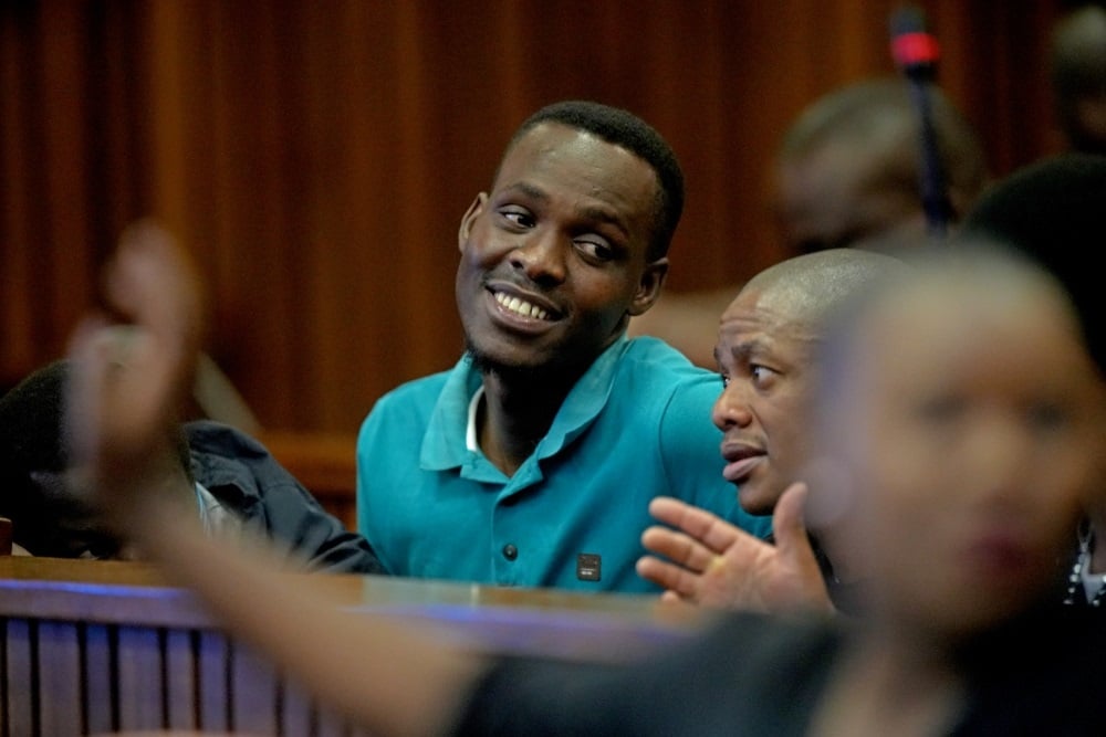 Bongani Ntanzi (left) at a court appearance in 2022. It is the State's case that Ntanzi allegedly made a confession about his involvement in the murder of Senzo Meyiwa.