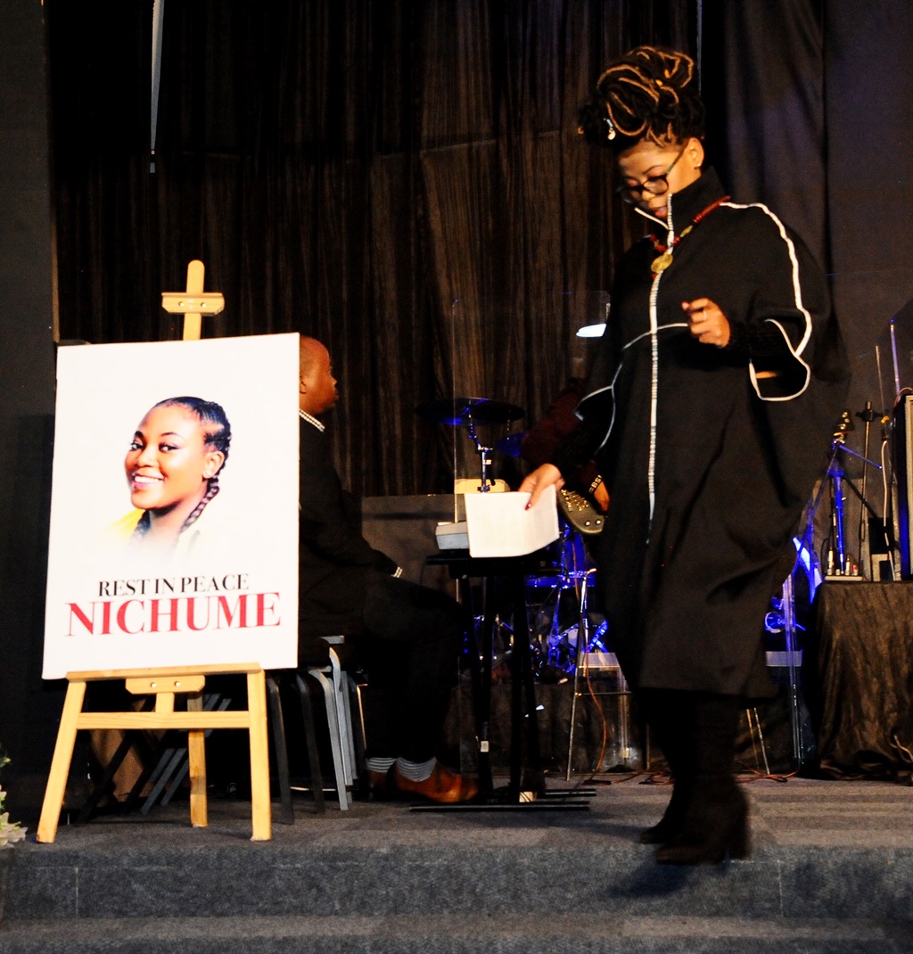 SANDTON, SOUTH AFRICA ? JUNE 12: Ma Nale  during the memorial service of artist and vocalist Nichume Siwundla held at the Coombie place on June 12, 2019 in Sandton, South Africa. The musician, popularly known for featuring in Mobi Dixon?s hit song ?Bhutiza? passed away after reportedly committing suicide. (Photo by Gallo Images/Oupa Bopape)
