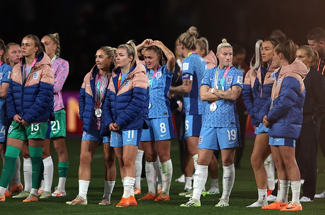 England players show dejection at the award ceremony (Getty)