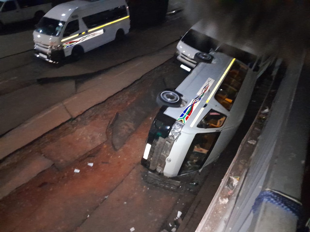 Taxis were damaged by the gas explosion at Bree Street on Wednesday, 19 July. Photo by Happy Mnguni