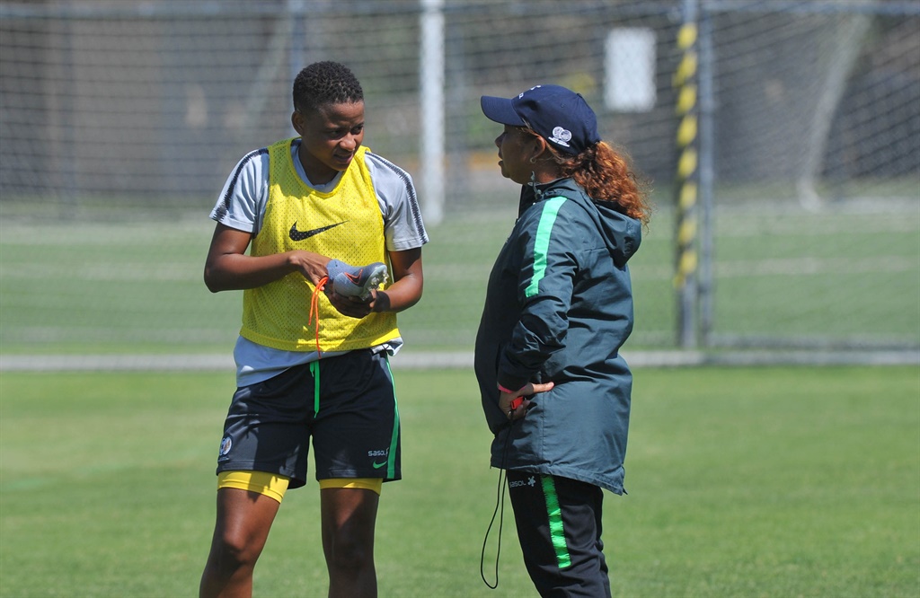 Banyana Banyana vice captain Refiloe Jane and coach Desiree Ellis coach of South Africa  during the South Africa Training  on the 10 of May 2019 at Santa Clara University , USA  Pic Sydney Mahlangu/ BackpagePix
