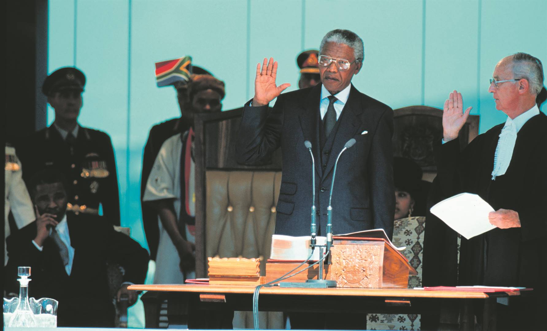 President Nelson Mandela at his inauguration on May 10 1994 at the Union Buildings in Pretoria Picture: Gallo Images / Sunday Times / David Sandison