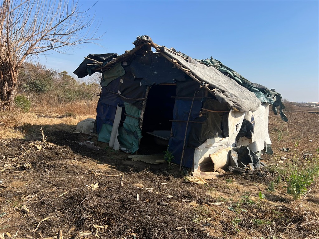 Ambulance dumped at open veld after attack of EMS personnel. The workers were dumped at this shack in the open veld. 