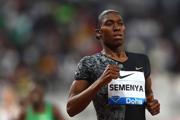 Caster Semenya of South Africa races to the line to win the Womens 800 meters during the IAAF Diamond League event at the Khalifa International Stadium 