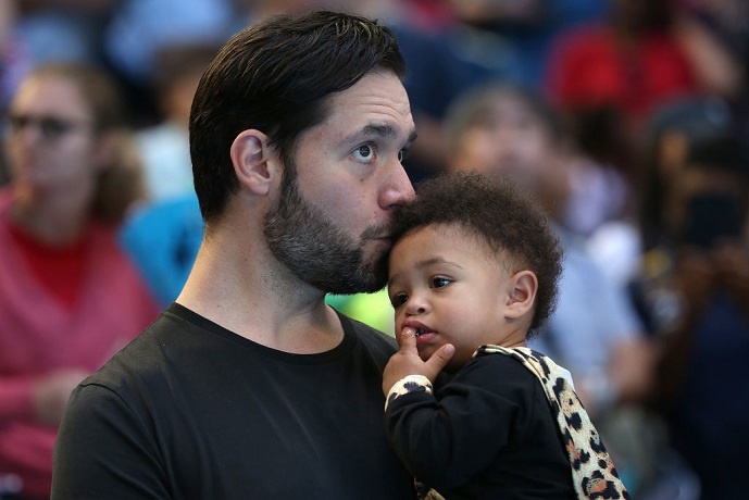 
Serena Williams's husband Alexis Ohanian, holds their daughter Alexis Olympia Ohanian Jr. following the women's singles match between Serena Williams and Katie Boulter during day six of the 2019 Hopman Cup. 