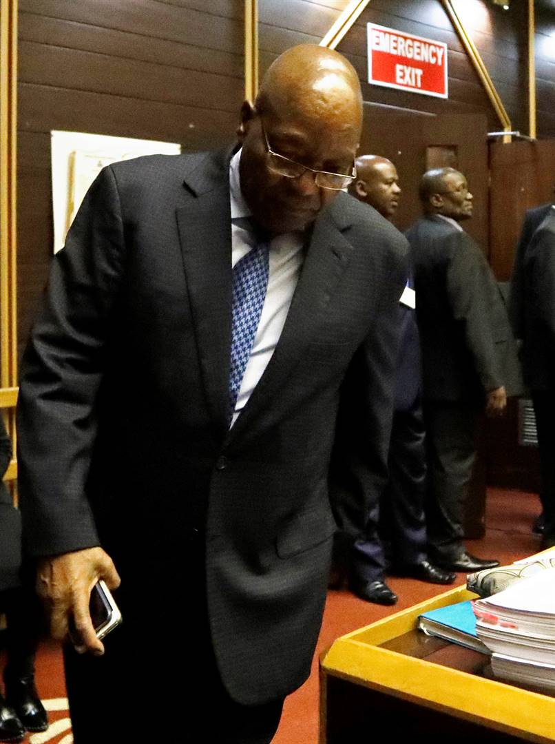 Former president Jacob Zuma arrives at court where he faces charges that include fraud‚ corruption and racketeering, in Pietermaritzburg on Tuesday (May 21 2019). Picture: Themba Hadebe/Reuters