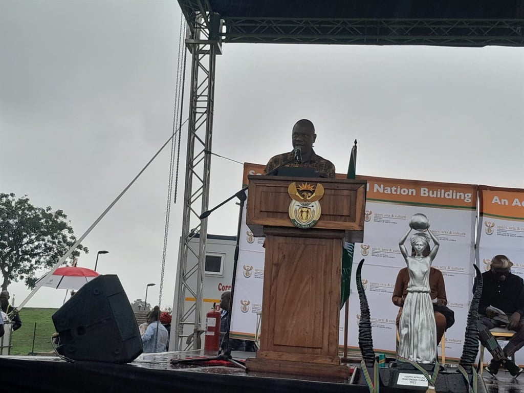 Deputy President of South Africa Paul Mashatile giving a keynote's address during Heritage Day Celebration in KwaMashu.  Photo by Mbali Dlungwana 