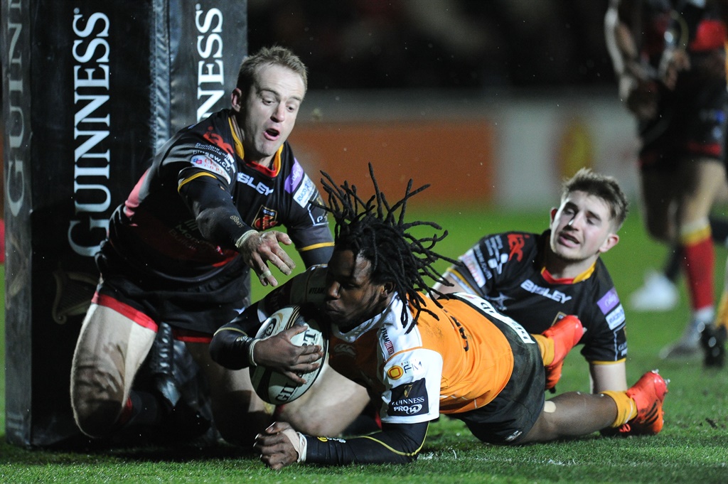 Sibahle Maxwane during a Pro14 match against Newport Gwent Dragons at Rodney Parade, Wales. Picture: Mark Lewis/Huw Evans Agency/Gallo Images