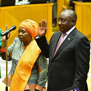 President Cyril Ramaphosa and Nkosazana Dlamini-Zuma are sworn-in at Parliament. (GCIS)